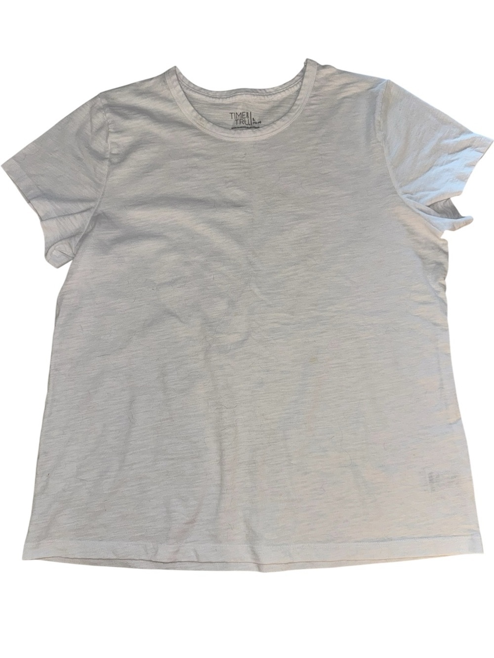 Time and Tru White Short-Sleeve Crewneck T-Shirt L